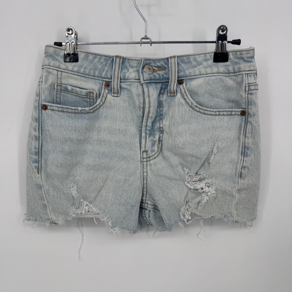 Old Navy Women's Size 0 Light OG Straight High Rise Denim Jean Shorts Distressed